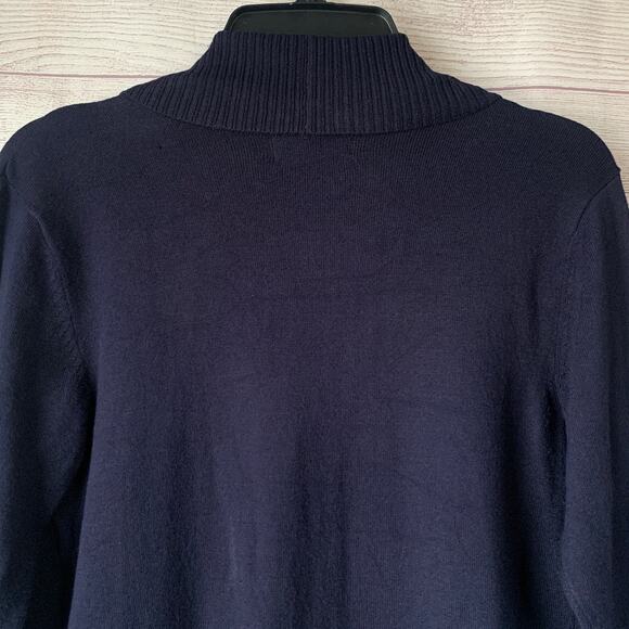 Verve Ami Navy Blue Cardigan Sweater Open Front Elbow Length Sleeves Size Small - Picture 6 of 13